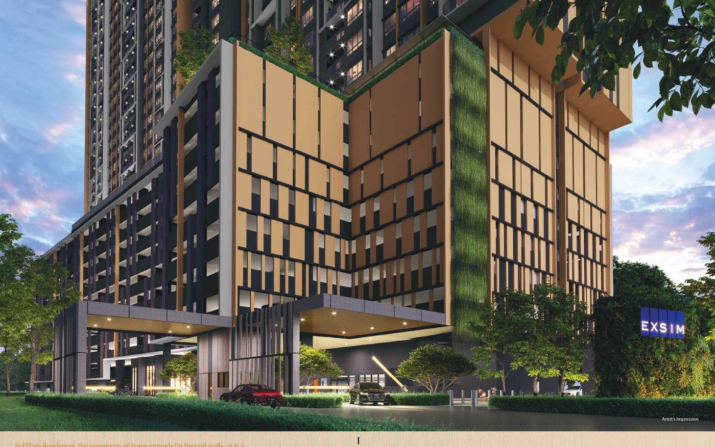 D'Evia Residences entrance and drop-off render